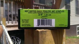 Poultry staples hold the mesh permanently