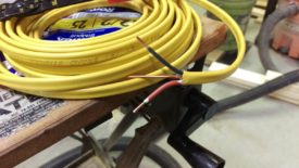 Red heatshrink applied to white wire to indicate it will be hot
