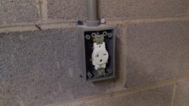 Outlet installed after wiring pulled back