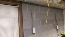 Wire run up to ceiling