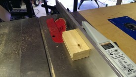 After trimming three sides, I was able to cut the angle on the table saw