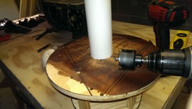 Using the hole saw bit for the initial holes