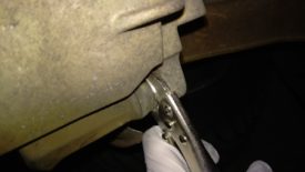 Had to carefully use a vise grip to keep the caliper pin bore from turning