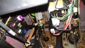 Above the clutch and brake pedal assemblies