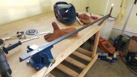 A piece of old bed frame in the vise