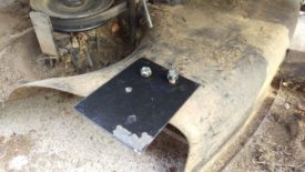 Drilled holes to match the mower deck