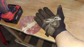 Shavings, using a glove