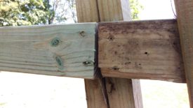 The old rail to the right lost a chunk, but I left it alone