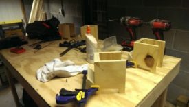 Sides glued on, ready for screws