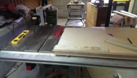 Cutting up the shelf sides with a sled