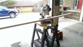 Cutting the back piece to length - 3 feet 9 inches in this case