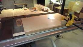 Using a stop block and sled to cross cut the slats