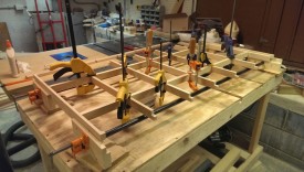 The whole thing on cauls between the pipe clamps