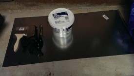 Mastic, tin snips, and some duct sheeting