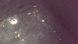 Drill hole in carpet