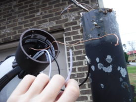Match up white, black, and ground (bare copper) to the same colors on the post