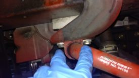 The sway bar bracket bolts may need to be removed for the long bolt method