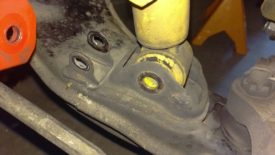 Lower shock bolt removed