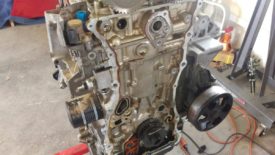 Engine with timing chain removed