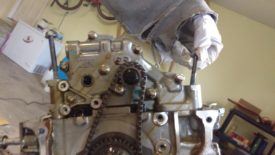 Two bolts are holding the oil pump on
