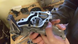 The oil pump with the back half removed