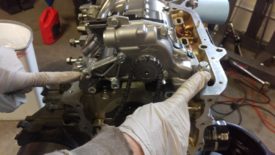Two bolt locations to hold the oil pump