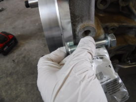 The original bolt with a washer didn't have enough thread engagement here