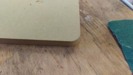 Cut on bandsaw and sanded smooth