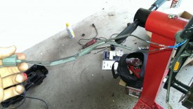 Connection is soldered, ready to heat shrink the tubing