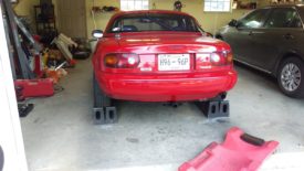 The hitch with car on ramps