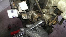 Unbolting timing belt pulley