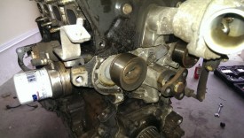 Timing belt pulley bolt removed