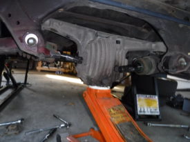 Both axles out of the way, ready to come out