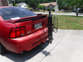 The bike rack rubbed the bumper