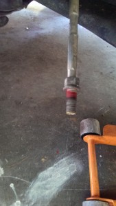 Tie rod end removed