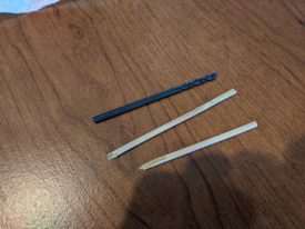 Drill bit matching the size of the wood skewer or dowel