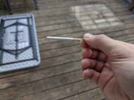 Add a decent amount of glue to the skewer
