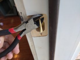 Side cutters or similar can trim the skewers almost flush