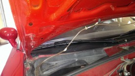 Mark the hood position and unbolt on each side