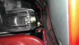 Radiator bolt on the driver side