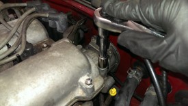 Cam angle sensor bolt, there are two to remove on top here