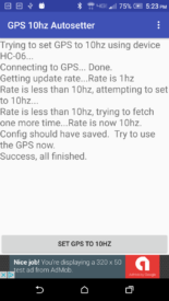 Then, hit "Set GPS to 10hz" and let the app do its thing