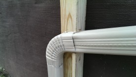 Closeup of downspout bracket