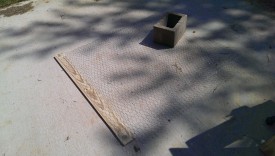 Top of gate with wire mesh attached