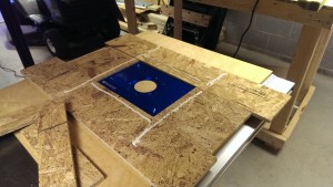 Blue is the router plate