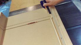 Cutting the dowel rod down to pieces