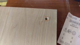 Drilling without a backing board resulted in tear-out