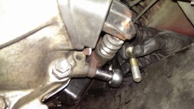 Clutch slave cylinder has two bolts