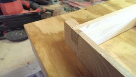 Glued in place, ready for chisel work