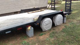 Trailer resting on blocks